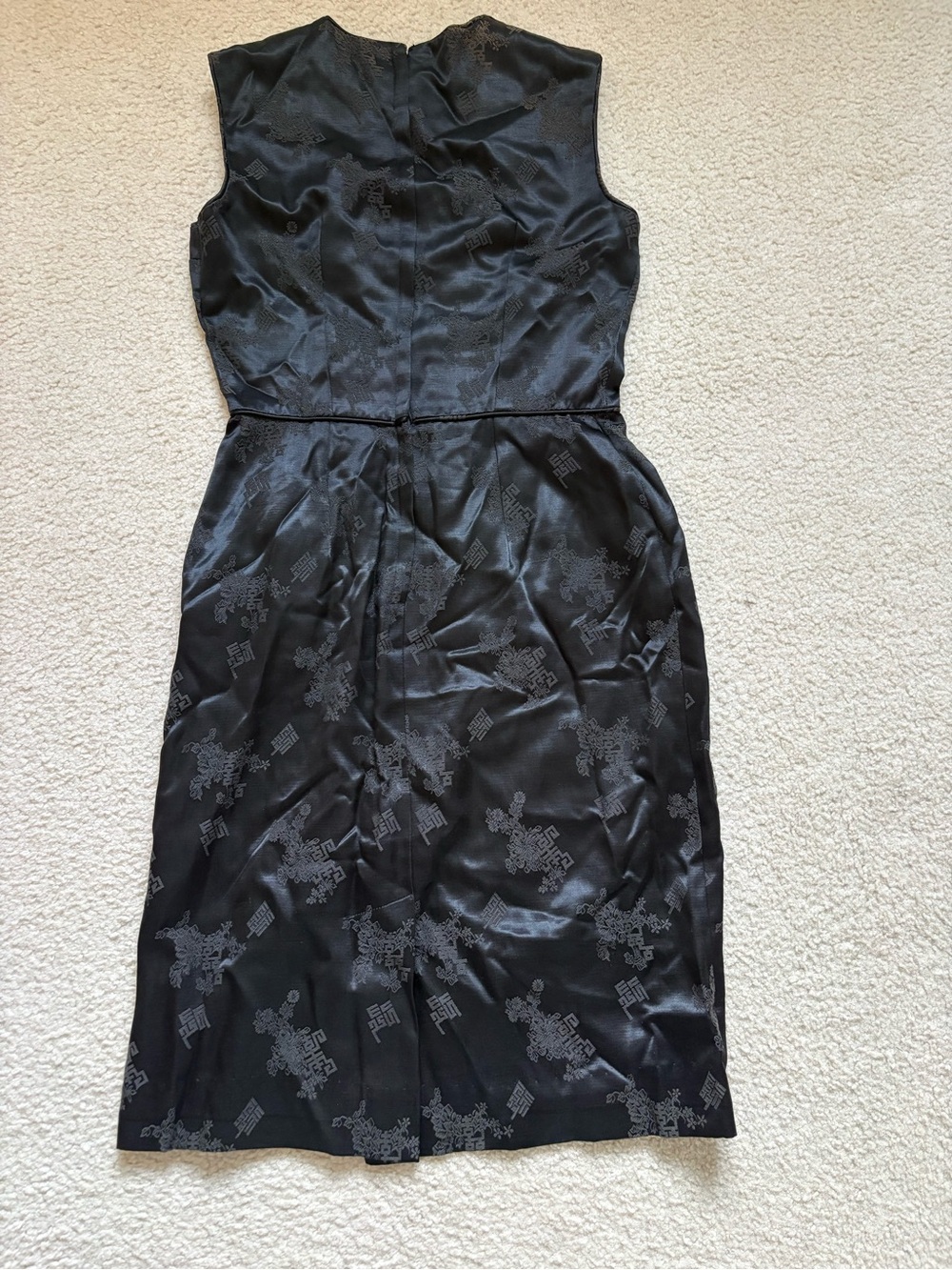 Vintage Mindy Ross Black Silk Jacquard art wear wiggle Dress sz XS goth witchy - Picture 8 of 8